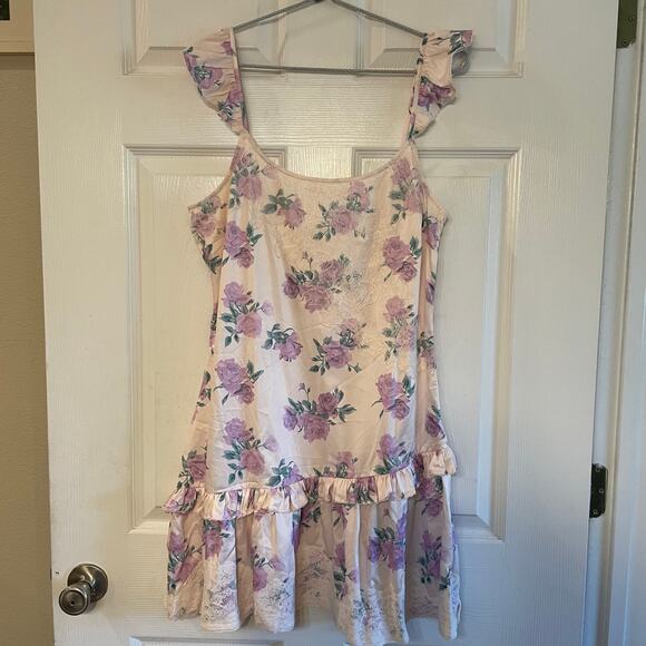 NWT LoveShackFancy Divina Floral Print Mini Dress size 12 in Mauve Rose - Picture 1 of 16